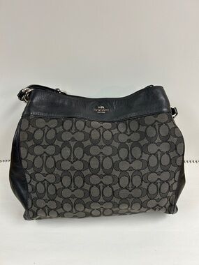 Coach Signature Jacquard Shoulder Bag in Black and Gray